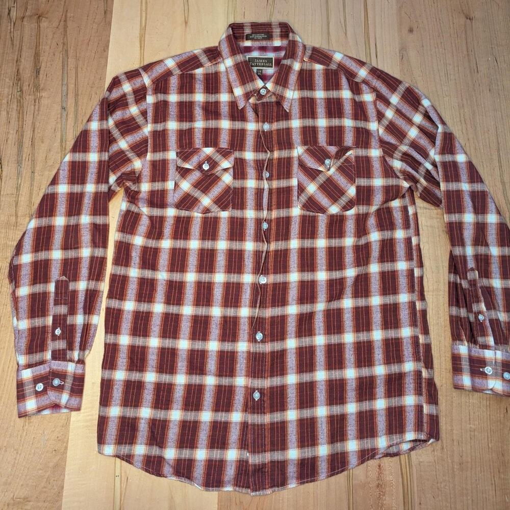 Men's James Tattersall Flannel Shirt Red/White - Size L